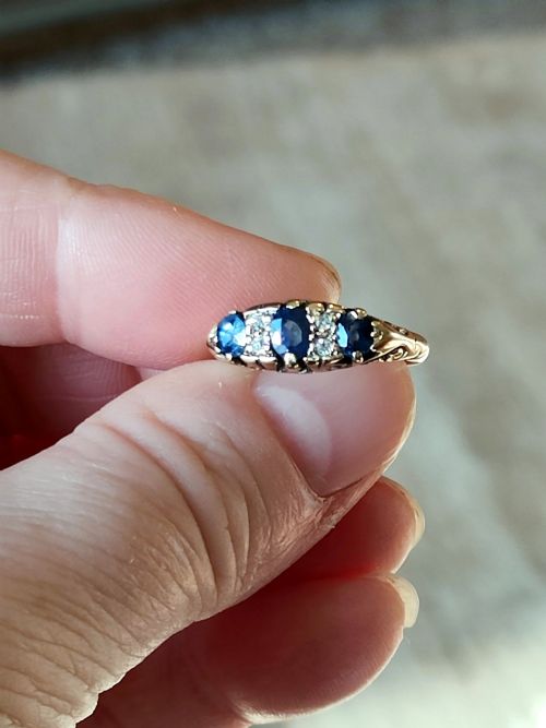 EDWARDIAN 18CT GOLD SAPPHIRE AND DIAMOND RING 1903 - ADDITIONAL PHOTO 10