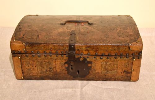 GEORGIAN LEATHER BOUND STATIONARY DOCUMENT BOX - ADDITIONAL PHOTO 1
