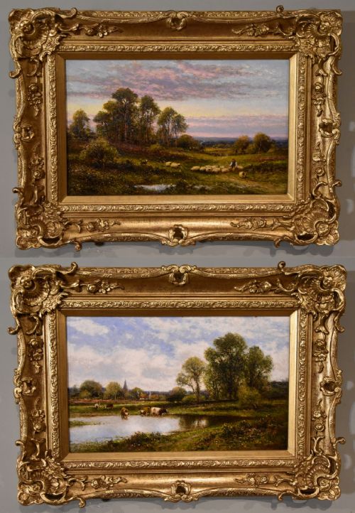 landscape oil painting pair by alfred augustus glendening - CATEGORY: ANTIQUE ART - DATED 19TH CENTURY