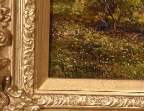 LANDSCAPE OIL PAINTING PAIR BY ALFRED AUGUSTUS GLENDENING - ADDITIONAL PHOTO 3