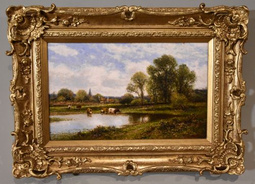 LANDSCAPE OIL PAINTING PAIR BY ALFRED AUGUSTUS GLENDENING - ADDITIONAL PHOTO 4
