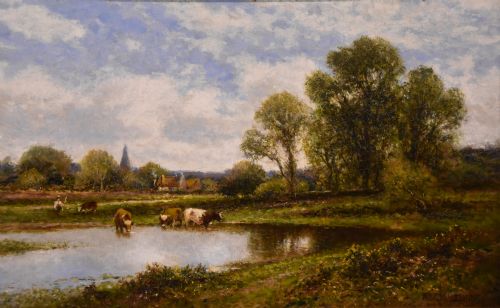 LANDSCAPE OIL PAINTING PAIR BY ALFRED AUGUSTUS GLENDENING - ADDITIONAL PHOTO 5