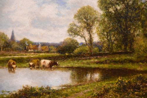 LANDSCAPE OIL PAINTING PAIR BY ALFRED AUGUSTUS GLENDENING - ADDITIONAL PHOTO 7