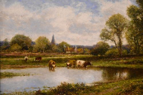 LANDSCAPE OIL PAINTING PAIR BY ALFRED AUGUSTUS GLENDENING - ADDITIONAL PHOTO 8