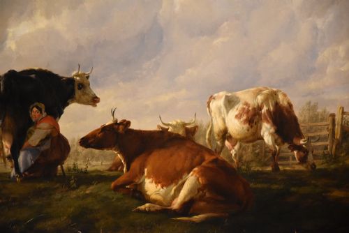 OIL PAINTING BY THOMAS SIDNEY COOPER THE MILKMAID - ADDITIONAL PHOTO 3