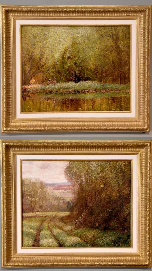 oil painting pair by arthur lowe in the vale of belvoir - CATEGORY: ANTIQUE ART - DATED 1920