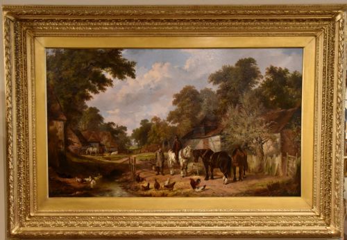 oil painting by samuel joseph clark a farmyard idyll - CATEGORY: ANTIQUE ART - DATED 19TH CENTURY