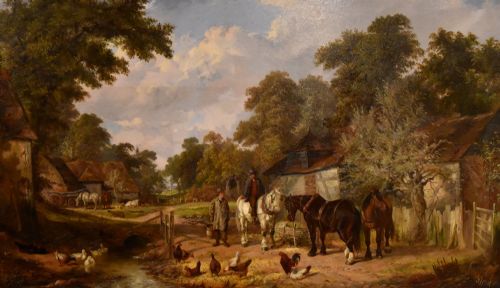 OIL PAINTING BY SAMUEL JOSEPH CLARK A FARMYARD IDYLL - ADDITIONAL PHOTO 1
