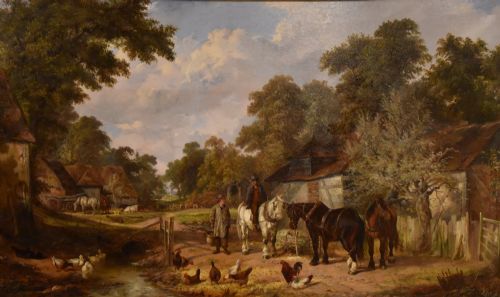 OIL PAINTING BY SAMUEL JOSEPH CLARK A FARMYARD IDYLL - ADDITIONAL PHOTO 2