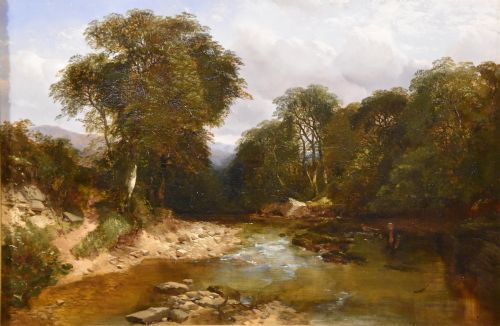 OIL PAINTING BY HENRY JUTSUM A QUIET STRETCH OF THE RIVER - ADDITIONAL PHOTO 1
