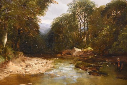 OIL PAINTING BY HENRY JUTSUM A QUIET STRETCH OF THE RIVER - ADDITIONAL PHOTO 2