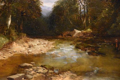 OIL PAINTING BY HENRY JUTSUM A QUIET STRETCH OF THE RIVER - ADDITIONAL PHOTO 3