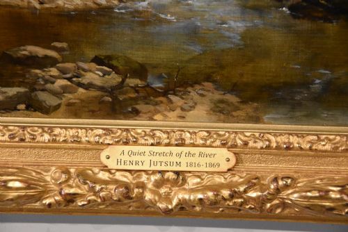 OIL PAINTING BY HENRY JUTSUM A QUIET STRETCH OF THE RIVER - ADDITIONAL PHOTO 4
