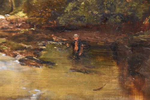 OIL PAINTING BY HENRY JUTSUM A QUIET STRETCH OF THE RIVER - ADDITIONAL PHOTO 5