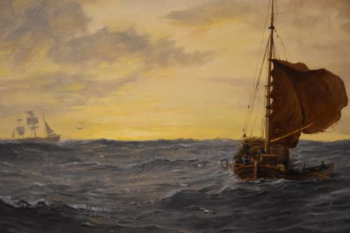 OIL PAINTING BY TOM SEYMOUR SUNRISE IN THE NORTH SEA - ADDITIONAL PHOTO 2