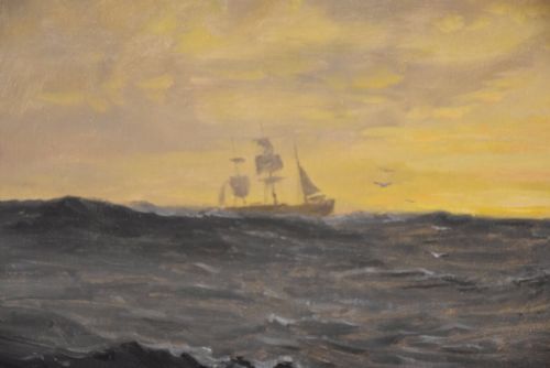 OIL PAINTING BY TOM SEYMOUR SUNRISE IN THE NORTH SEA - ADDITIONAL PHOTO 4