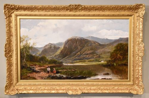 oil painting by george william pettitt raven crag thirlmere cumberland - CATEGORY: ANTIQUE ART - DATED 19TH CENTURY