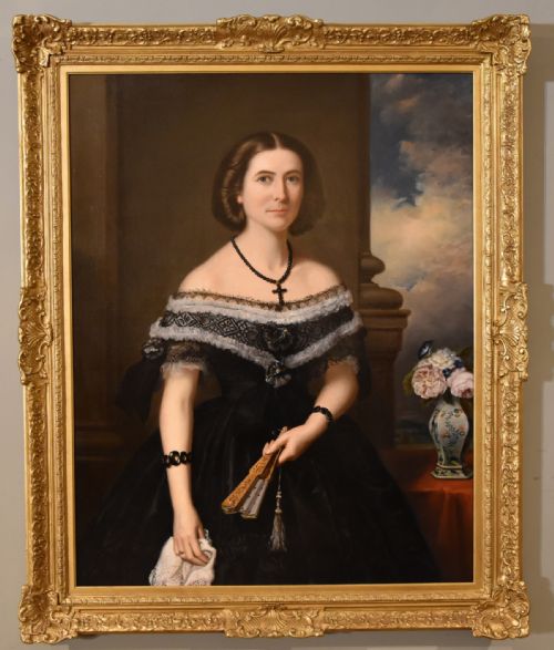 oil painting by william richard waters portrait of a lady - CATEGORY: ANTIQUE ART - DATED 1860