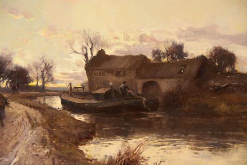 OIL PAINTING BY WILLIAM MANNERS EVENING BY THE CANAL - ADDITIONAL PHOTO 2