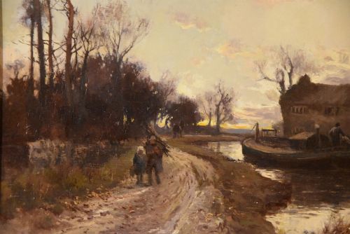 OIL PAINTING BY WILLIAM MANNERS EVENING BY THE CANAL - ADDITIONAL PHOTO 3