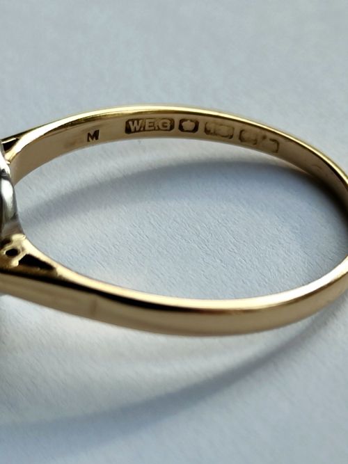 ART DECO 18CT GOLD PLATINUM DIAMOND HALO RING 050CT - ADDITIONAL PHOTO 7