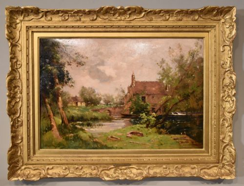 oil painting by maurice levis le moulin de jarcy - CATEGORY: ANTIQUE ART - DATED 1900