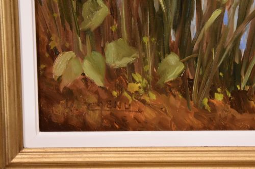 OIL PAINTING BY LUCIEN CHENU THE LILY POND - ADDITIONAL PHOTO 5