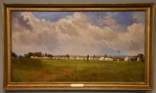 oil painting by george fall the encampment - CATEGORY: ANTIQUE ART - DATED 19TH CENTURY
