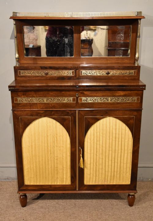 early 19th century rosewood brass writing cabinet - CATEGORY: ANTIQUE CABINETS - DATED REGENCY