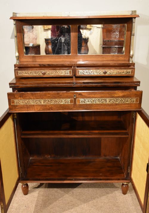 EARLY 19TH CENTURY ROSEWOOD BRASS WRITING CABINET - ADDITIONAL PHOTO 4