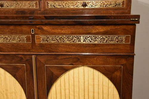 EARLY 19TH CENTURY ROSEWOOD BRASS WRITING CABINET - ADDITIONAL PHOTO 7