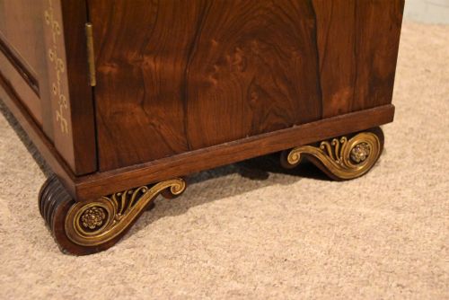 SMALL REGENCY ROSEWOOD BRASS INLAID CABINET BOOKCASE - ADDITIONAL PHOTO 7