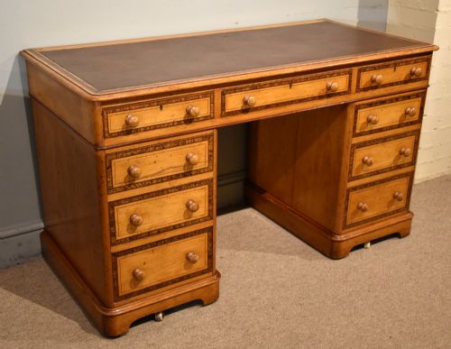 VICTORIAN PAINTED PINE PEDESTAL DESK - ADDITIONAL PHOTO 2