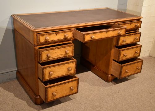 VICTORIAN PAINTED PINE PEDESTAL DESK - ADDITIONAL PHOTO 3