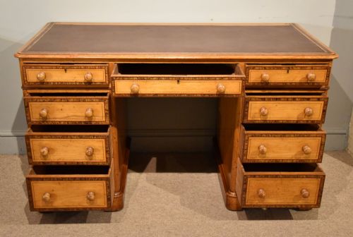 VICTORIAN PAINTED PINE PEDESTAL DESK - ADDITIONAL PHOTO 4
