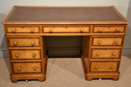 VICTORIAN PAINTED PINE PEDESTAL DESK - ADDITIONAL PHOTO 5