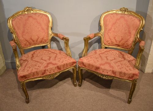 pair of late french gilded armchairs - CATEGORY: ANTIQUE CHAIRS - DATED 1900