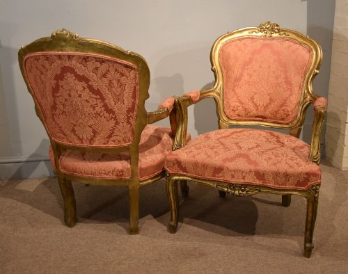 PAIR OF LATE FRENCH GILDED ARMCHAIRS - ADDITIONAL PHOTO 11