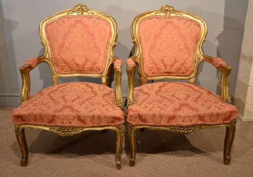 PAIR OF LATE FRENCH GILDED ARMCHAIRS - ADDITIONAL PHOTO 12