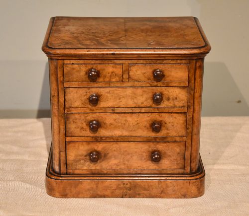 EARLY VICTORIAN BURR WALNUT MINIATURE CHEST OF DRAWERS - ADDITIONAL PHOTO 1