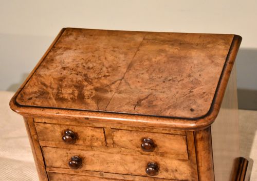EARLY VICTORIAN BURR WALNUT MINIATURE CHEST OF DRAWERS - ADDITIONAL PHOTO 3