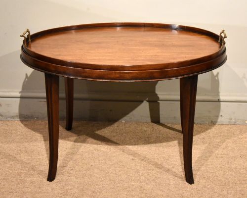 GEORGE III MAHOGANY OVAL TRAY ON STAND - ADDITIONAL PHOTO 1