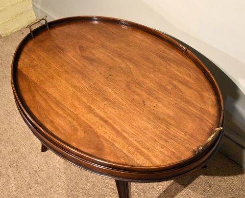 GEORGE III MAHOGANY OVAL TRAY ON STAND - ADDITIONAL PHOTO 2