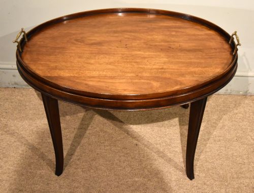 GEORGE III MAHOGANY OVAL TRAY ON STAND - ADDITIONAL PHOTO 3
