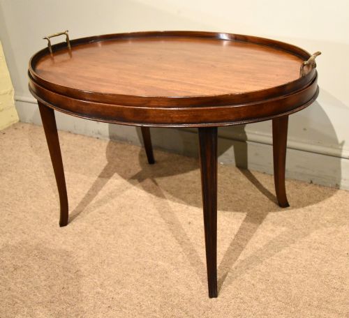 GEORGE III MAHOGANY OVAL TRAY ON STAND - ADDITIONAL PHOTO 4