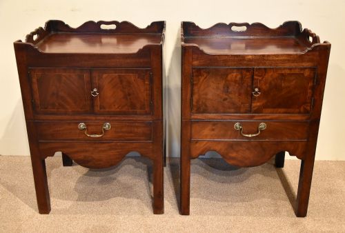 PAIR GEORGE III MAHOGANY BEDSIDE COMMODES - ADDITIONAL PHOTO 1