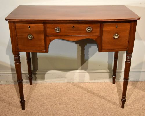 REGENCY MAHOGANY BOWFRONT DRESSINGWRITING TABLE - ADDITIONAL PHOTO 1