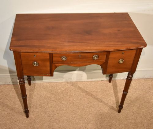 REGENCY MAHOGANY BOWFRONT DRESSINGWRITING TABLE - ADDITIONAL PHOTO 5