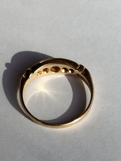 PRETTY VICTORIAN 18CT GOLD RUBY DIAMOND RUBOVER RING SIZE P USA 734 - ADDITIONAL PHOTO 7