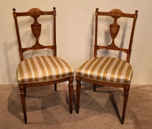 pair of edwardian satinwood side chairs - CATEGORY: ANTIQUE CHAIRS - DATED EDWARDIAN